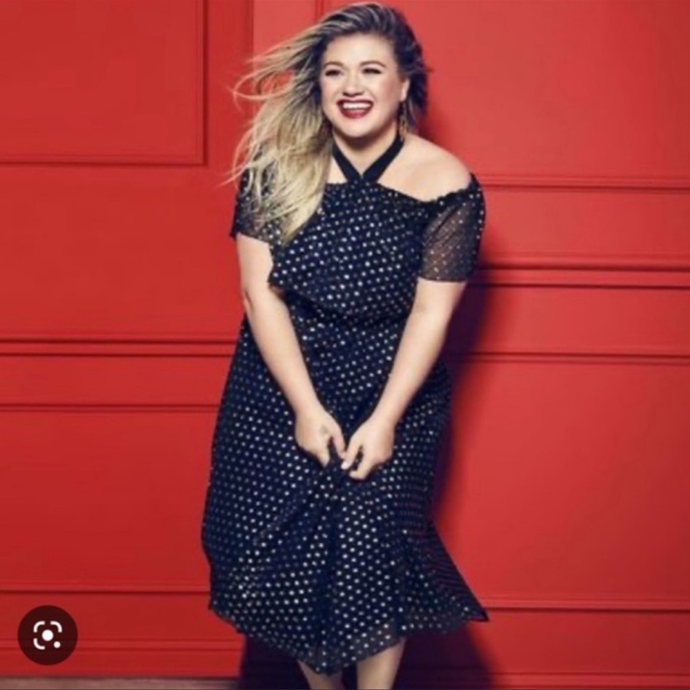 Eloquii Off The Shoulder Metallic Dot Dress, Size 20 - Picture 2 of 7